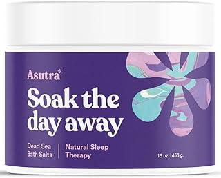 ASUTRA Dead Sea Bath Salts (Bedtime Soak), 16 oz - Soak in Rich & Vital Healing Minerals - Prepare for Sweet Dreams with Lavendar, Rosemary, & Ylang Ylang Essential Oils