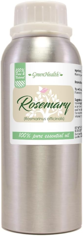 Rosemary Essential Oil – 8 fl oz (237 ml) Aluminum Bottle w/Plug Cap – 100% Pure Essential Oil – GreenHealth