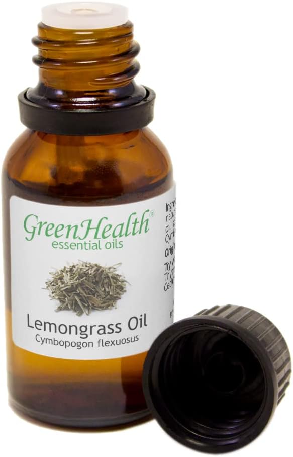 GreenHealth Lemongrass - 1/2 fl oz (15 ml) Glass Bottle - 100% Pure Essential Oil