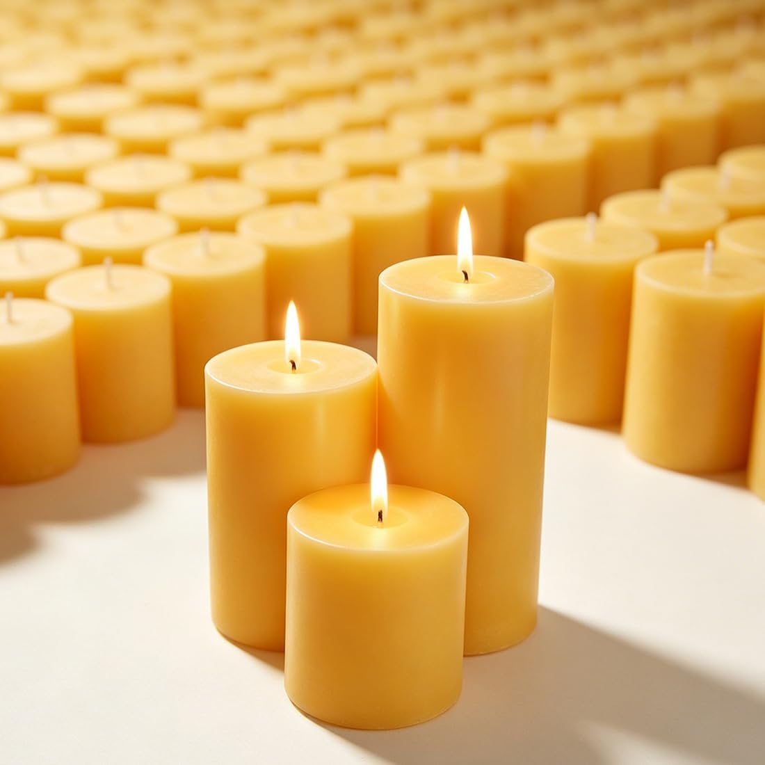 3 Pack Natural Beeswax Pillar Candles Gift of 2x2 2x3 2x4 Small Candles, Smokeless Dripless Pure Beeswax Candle with Natural Scent for Dinner Decor Bath Relaxation Housewarming Gift