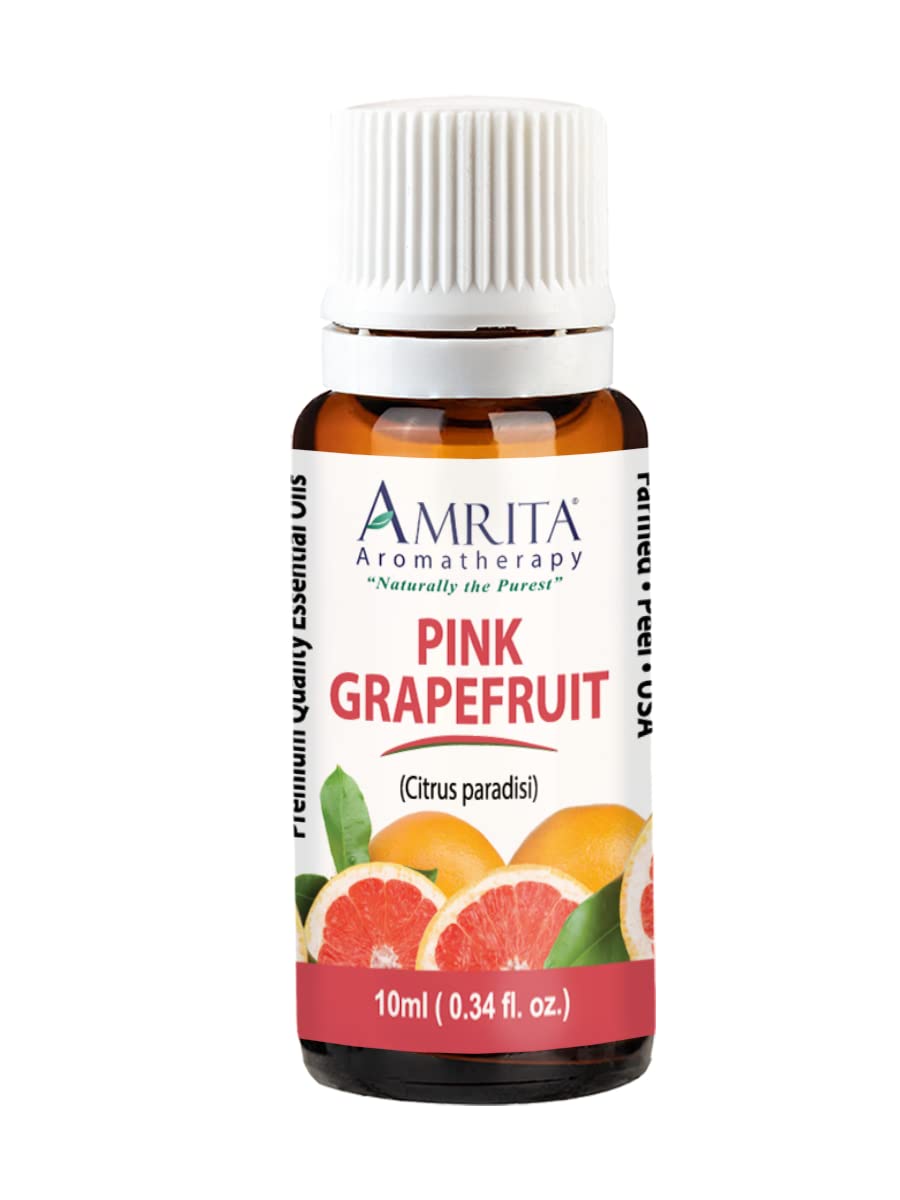 Amrita Aromatherapy: Pink Grapefruit Essential Oil, 100% Pure Undiluted Citrus Paradisi, Therapeutic Grade, Premium Quality Aromatherapy Oil, Tested and Verified, Size: 10mL (0.34 Fl. Oz.)