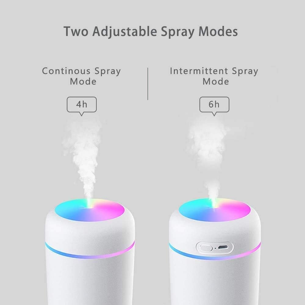 Colorful Cool Mini Humidifier,Essential Oil Diffuser Aroma Essential Oil USB Cool Mist Humidifier,2 Adjustable Mist Modes, Super Quiet,for Car,Office,Bedroom(Pink)
