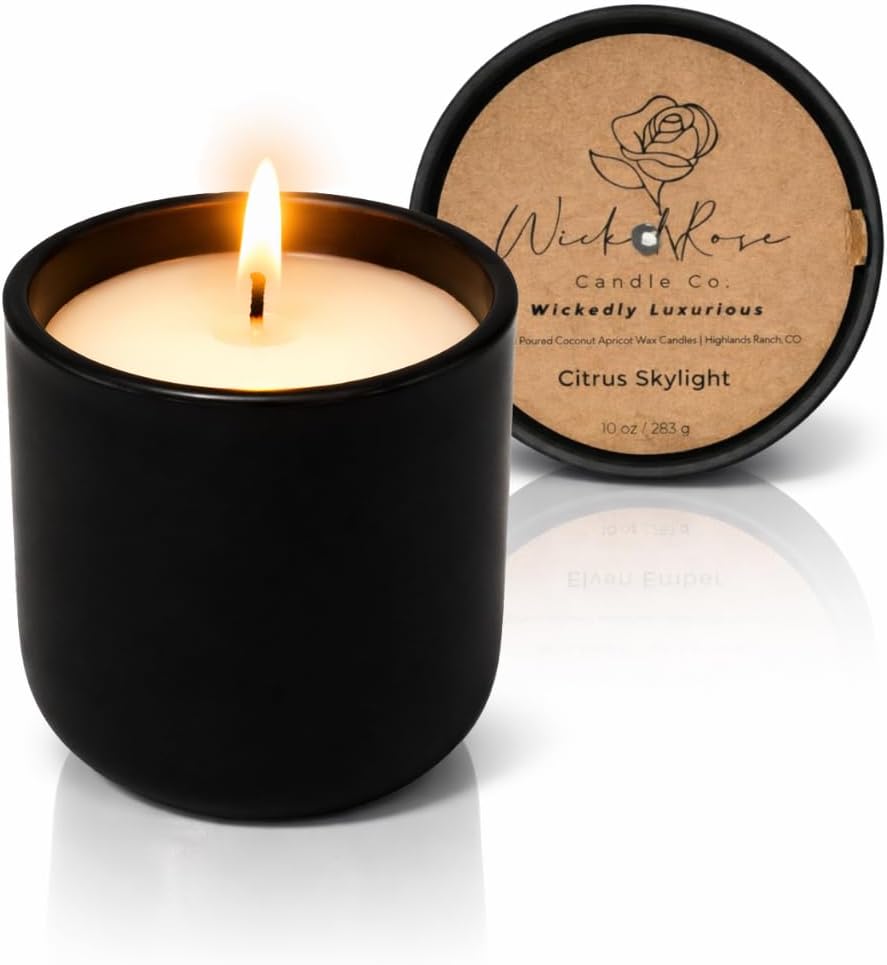 Citrus Skylight Scented Candle | Citrus, Agave & Peach | 10 oz Hand-Poured Coconut Apricot Wax | 45+ Hour Clean Burn | Bright Tropical Home Fragrance