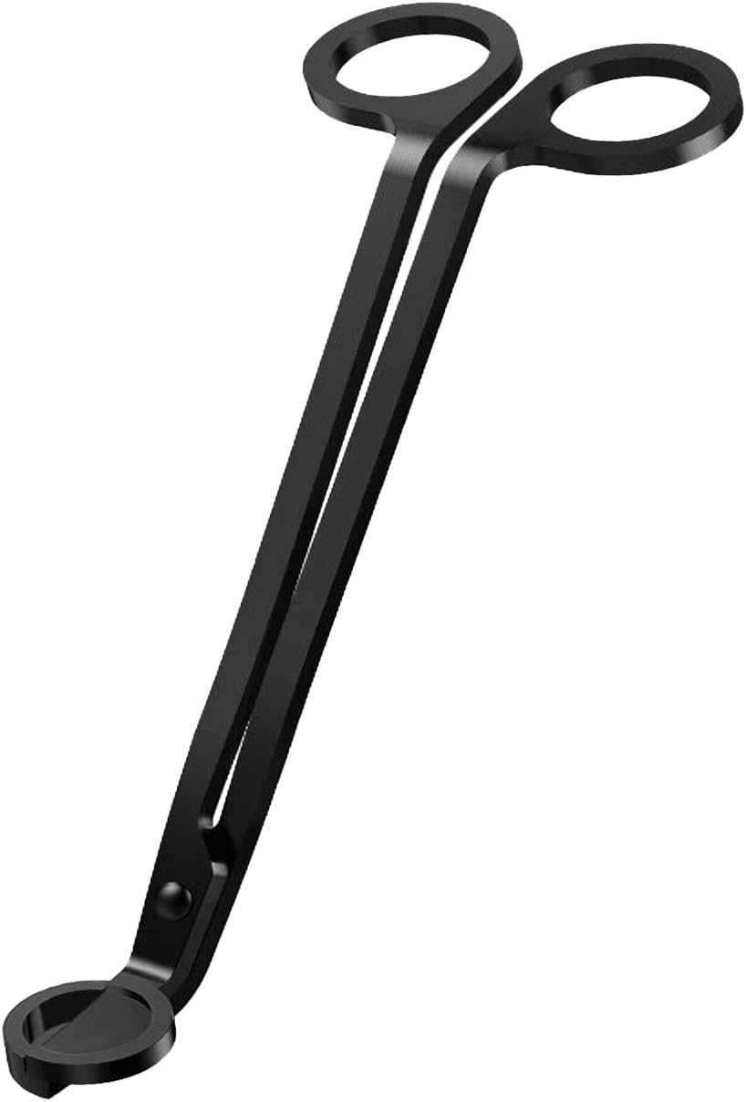 Candle Wick Trimmer – Stainless Steel Wick Cutter Scissors | Deep Reach Design for Cutting Burnt Wicks | Candle Wick Clipper Shear, Black