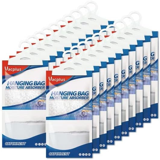 Vacplus Moisture Absorbers Packets, Fragrance Free 20 Pack, Humidity Packs, Dessicant Packets, Hanging Closet Dehumidifier Bags, Odor Eliminator for Bathroom 9.8OZ