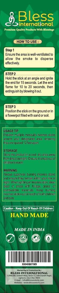 Bless-International-Mosquito-Repellent-Incense-Sticks-75-PCS Natural-Organic-Plant-Based-Lemongrass-Citronella-Rosemary-Ingredients-Pet-Safe Bug-Insect-Barrier-for-Yard-Garden-Lawn-Camping-Fishing