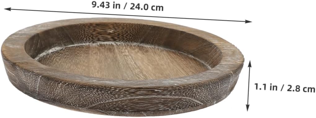 Solid Wood Candle Tray Multifunctional Round Decorative Holder Coffee Table Decor Tray