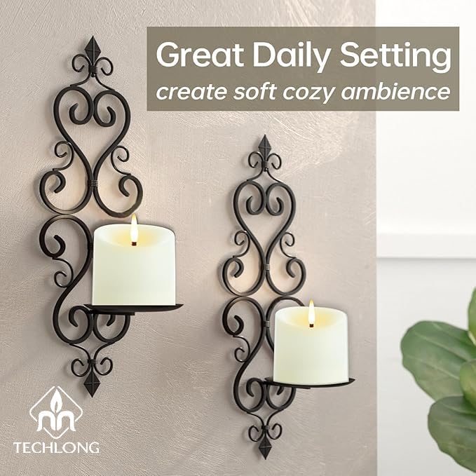 TECHLONG Outdoor Waterproof Flameless Candles with Timer, Remote Control Battery Operated Candles Flickering Last 600 Hours, 3"x3" Realistic Electric Fake LED Candles, Ivory Plastic, Set of 3