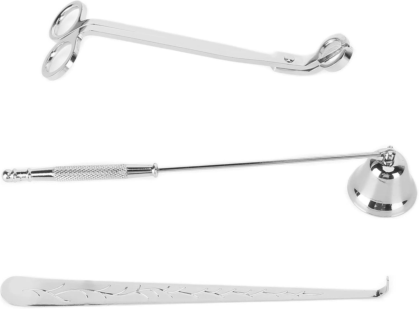 Eujgoov Candle Accessory Set, Candle Snuffer, Wick Trimmer Wick Dipper Snuffer Scissor Elegant for Bedroom Decoration for Accessory (Silver)