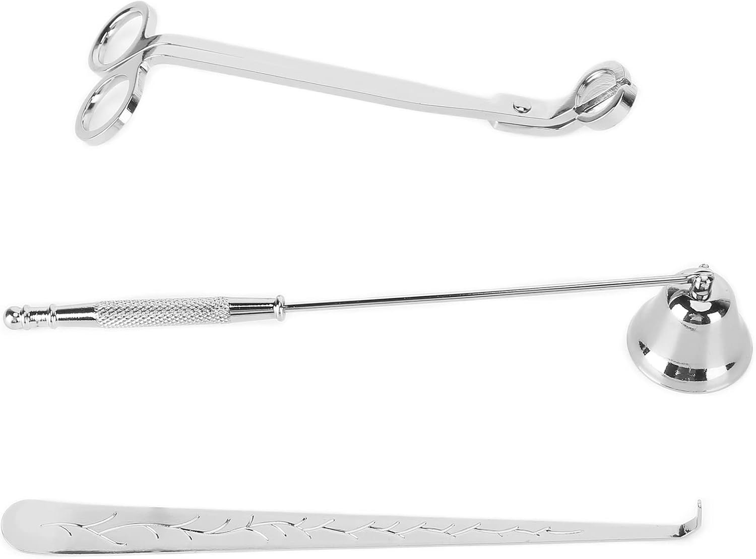Eujgoov Candle Accessory Set, Candle Snuffer, Wick Trimmer Wick Dipper Snuffer Scissor Elegant for Bedroom Decoration for Accessory (Silver)