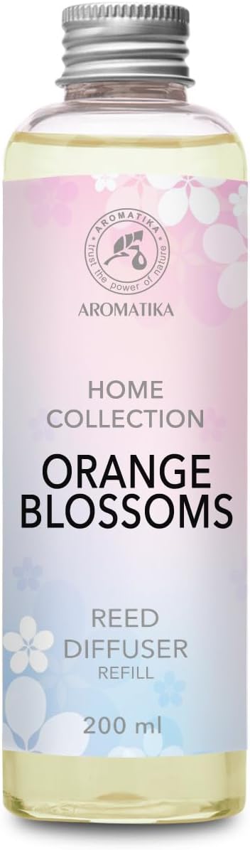 Refill Reed Diffuser Orange Blossoms 6.8Fl Oz (200ml) - Intensive - Fresh &amp; Long Lasting Fragrance -for Aromatherapy - SPA - Home - Office - Fitness