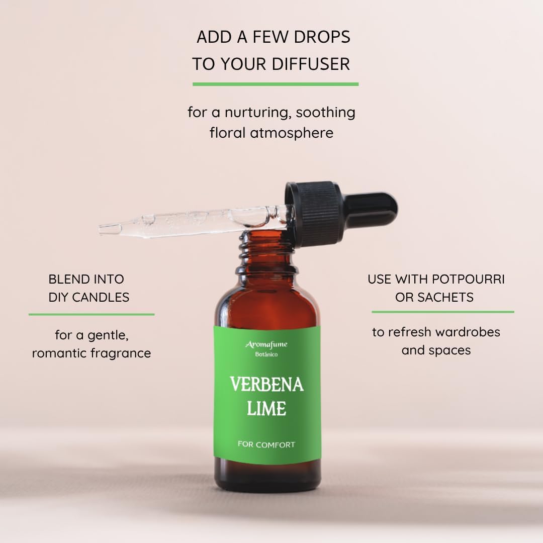 Verbena Lime Essential Oil Diffuser Blend by Aromafume | 1 x 30ml / 1 fl oz | Sweet & Citrusy Scent for Inner Peace & Positivity | Uplifting Aromatherapy Oil | Vegan & Cruelty-Free