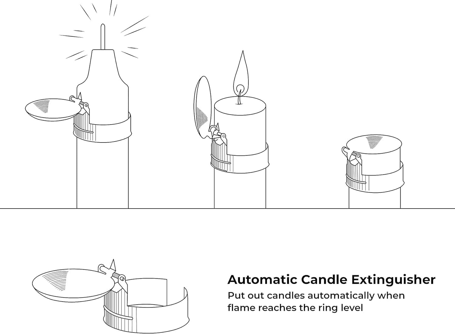 OLEEK (3Pcs Automatic Candle Extinguisher, Candle Extinguisher Automatic Candle Snuffer, Emergency Candles Snuffer, Candle Care kit, auto Candle Snuffer Set, Automatic Candle Snuffer Vintage, Trimmer