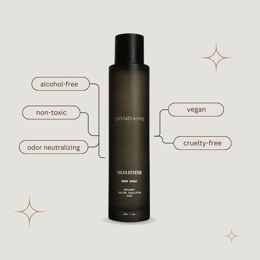 Sylva Reverie Room Spray | Luxury Natural Home & Linen Mist | Eucalyptus, Bergamot & Cedarwood | Non-Toxic, Vegan, Odor Neutralizing | For Bedroom, Living Room, Bathroom | 3.4 oz / 100 mL