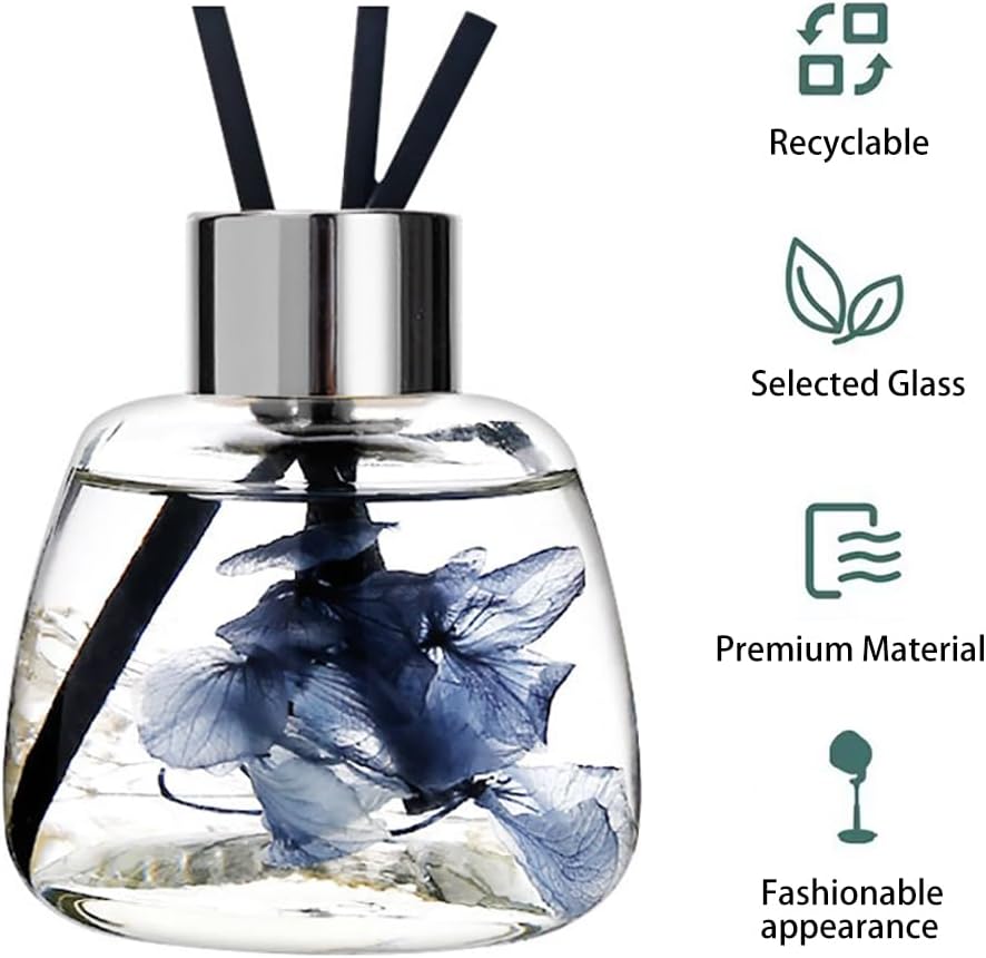 Kaxich 4 Pack Reed Diffuser Bottle Empty Glass Jar 3.52 oz Refillable Essential Oil Bottles with 30pcs Reeds Sticks, Elegant Home Decor Set for Bedroom, Bathroom, Office Decoration Gift