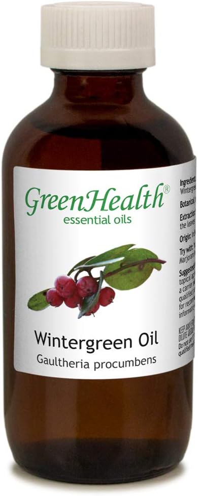GreenHealth Wintergreen Essential Oil – 100% Pure & Natural – 4 fl oz (118 ml) – Steam Distilled – Undiluted Essential Oil – Amber Glass Bottle with Child-Resistant Cap – for Diffusers & DIY Use