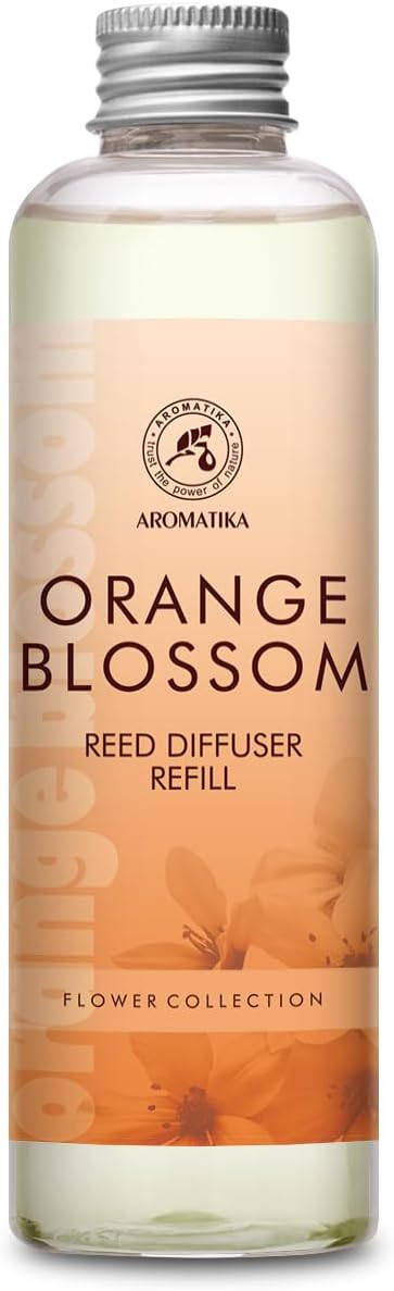 Refill Reed Diffuser Orange Blossoms 6.8Fl Oz (200ml) - Intensive - Fresh & Long Lasting Fragrance -for Aromatherapy - SPA - Home - Office - Fitness