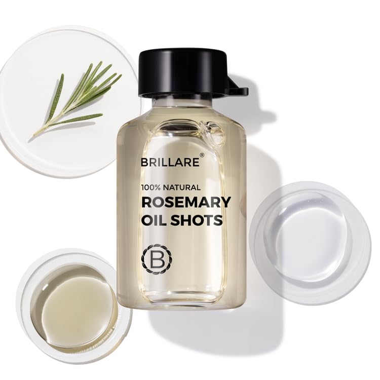 BRILLARE 20% Rosemary Oil Shots For Rapid Hair Growth | Improves Thickness | Controls Hair Fall & Nourishes Scalp | 100% Natural, Non Greasy Hair Oil Shots For Men & Women
