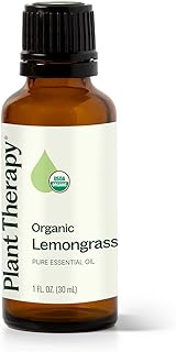 Plant Therapy Organic Lemongrass Essential Oil 30 mL (1 oz), 100% Pure, USDA Certified Organic, Undiluted, Aromatherapy, Deodorizing, and Immune Support