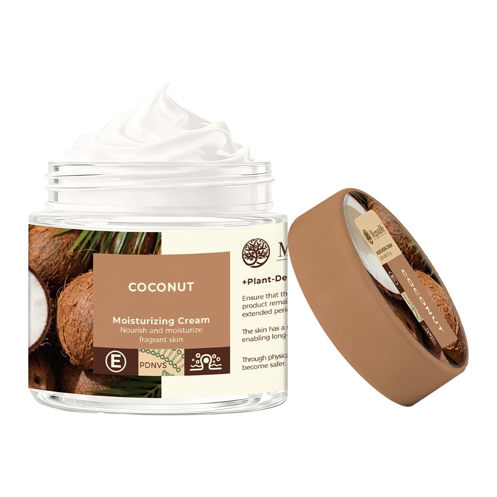 Moisturizing Cream - 200ml Hydrating Body & Face Moisturizer with Shea Butter & Sweet Almond Oil, Vitamin E for Nourishing & Brightening Skin, Long-Lasting Moisturization. (Coconut)