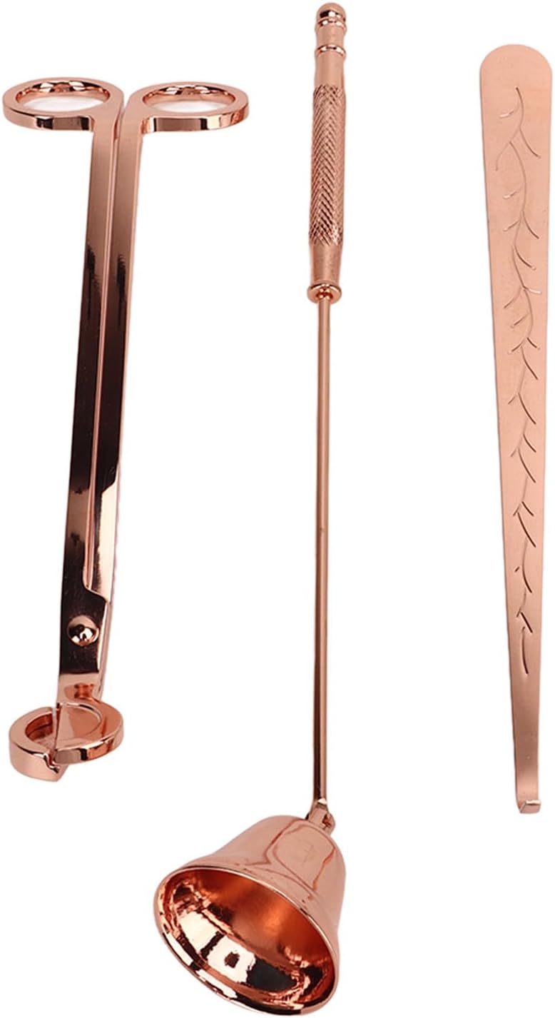 3pcs Candle Wick Trimmer Set, Stainless Steel Candle Accessory Set with Wick Trimmer Snuffer and Dipper, Rose Gold 3 - in - 1 Candle Care Kit for Safe Clean Burning
