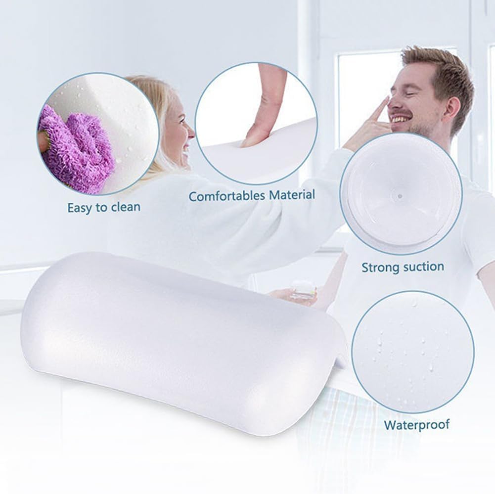 SPA Bath Pillow Non-Slip Bathtub Headrest Soft Waterproof Bath with Suction Cups Bath Neck Cushion Black