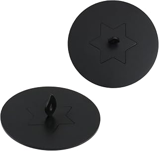 Bitray 2Pcs Candle Cover Stainless Steel Black Candle Topper Hexagonal-star Candle Jar Lid