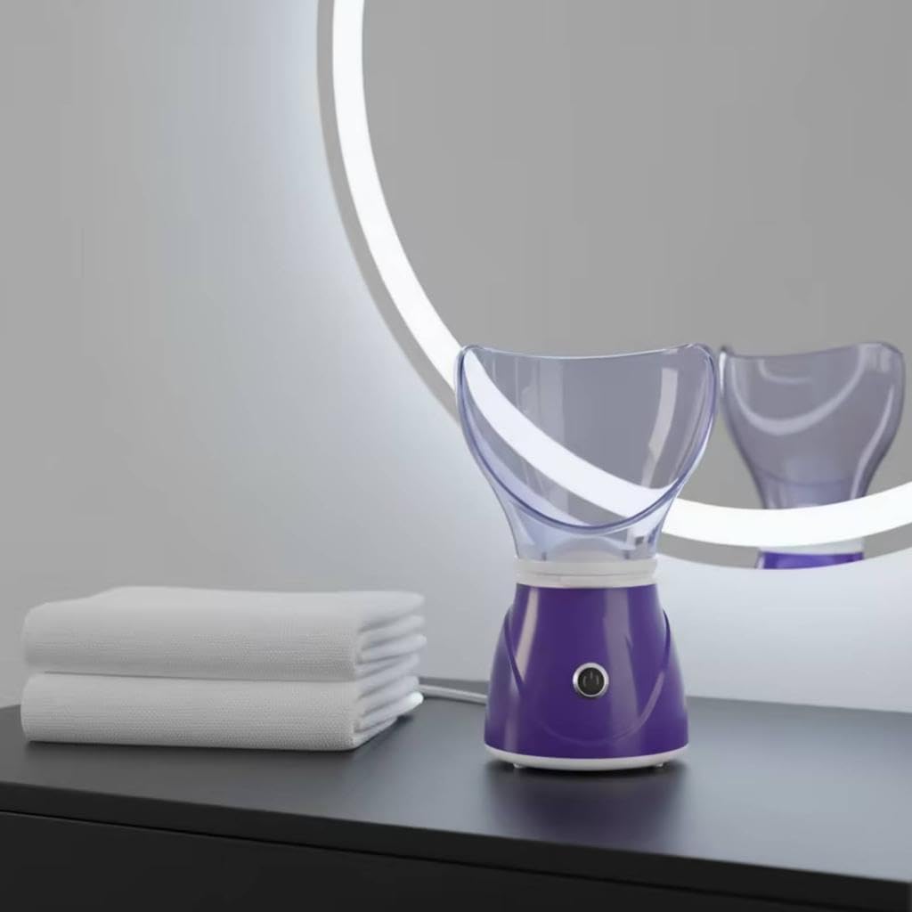 Facial Steamer Steam Inhaler Face Vacuum Machine Eco-Friendly Material Moisturizing Experience, Purple