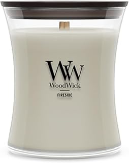 WoodWick Fireside Holiday Candle Gifts for Women and Men, 9.7 oz Medium Hourglass Candle with Crackling Wick