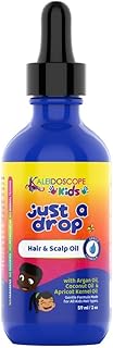 Kaleidoscope Nourishing Kids Just A Drop Oil - Lightweight Hair Oil with Castor, Coconut and Argan Oils - Hydrates Dry Scalp, Softens Curly Hair - 2oz