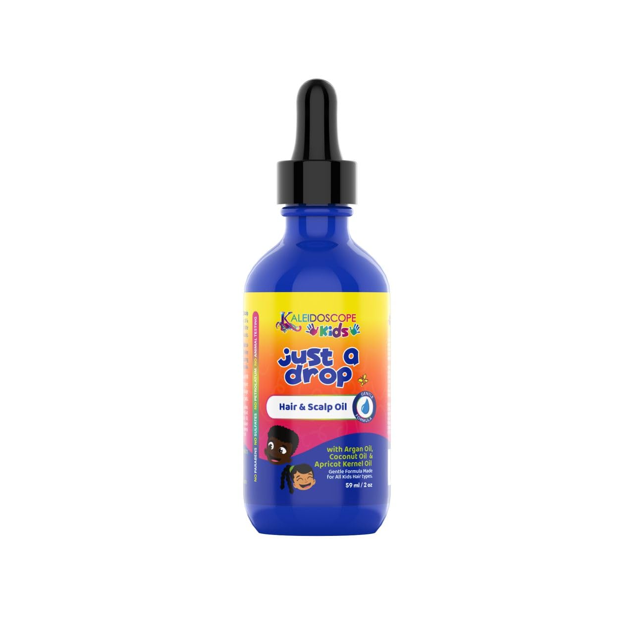 Kaleidoscope Nourishing Kids Just A Drop Oil - Lightweight Hair Oil with Castor, Coconut and Argan Oils - Hydrates Dry Scalp, Softens Curly Hair - 2oz