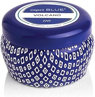 Capri Blue Volcano Scented Mini Tin Jar Candle - Luxury Candles for Home Scented with Tropical Fruit & Sugared Citrus - Soy Candle Wax Blend (Blue, 3 oz)