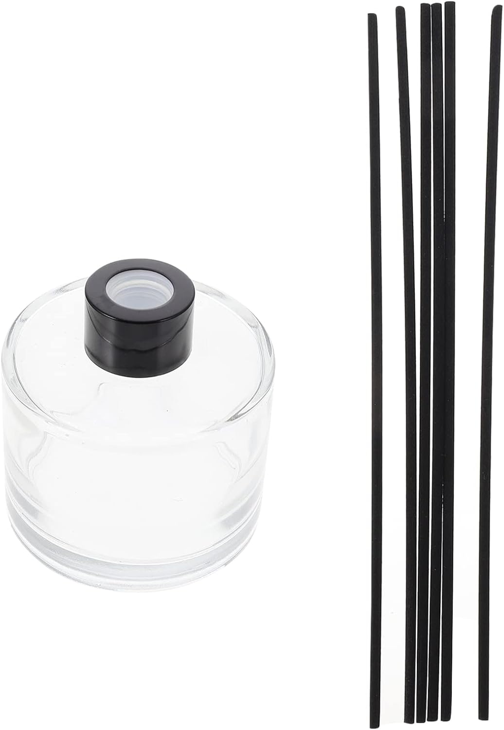 1set Glass Bottles Reed Diffuser Bottle Black Rattan Sticks Refillable Perfume Diffuser for Home Car Living Room Decor and Spa