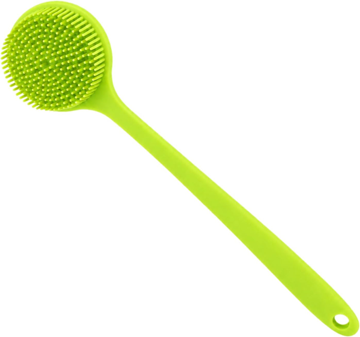 Silicone Back Scrubber for Shower, 15-Inch Long Handle Body Brush with Soft Bristles &amp; Massage Nodes, Dual-Sided Shower Scrubber for Back, Quick Dry