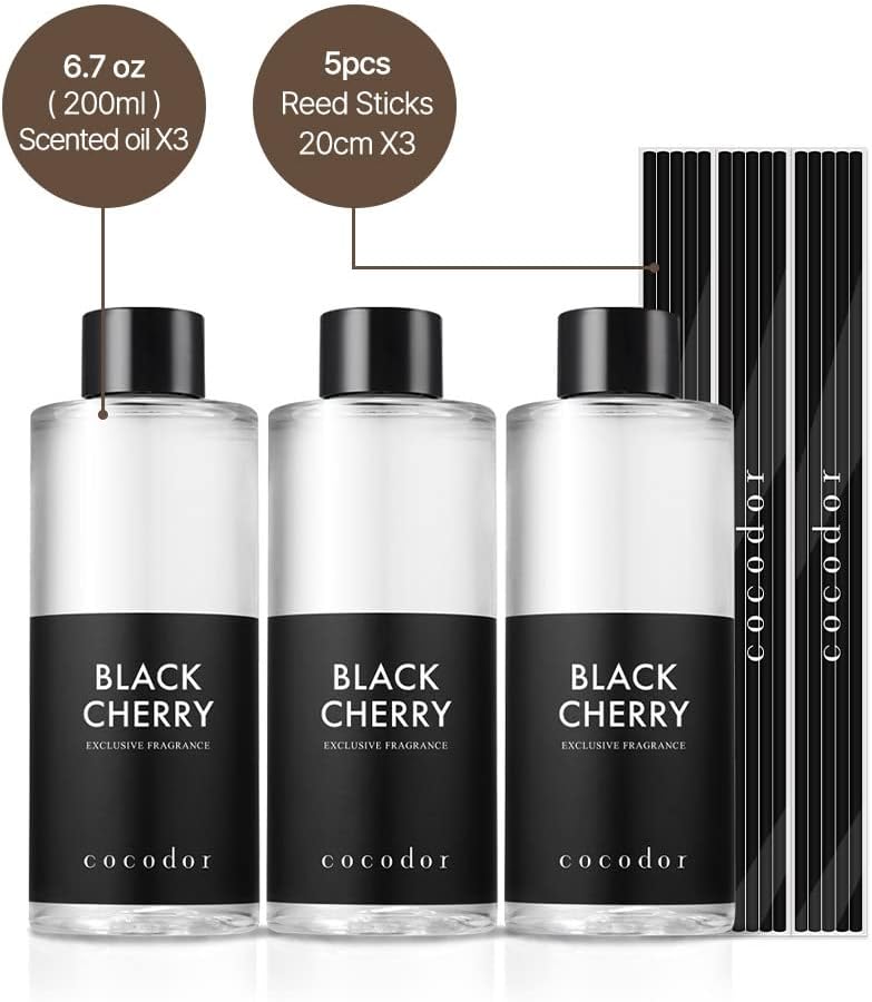 COCODOR Reed Diffuser Oil Refill/Cedar Wood /6.7oz(200ml) / 3 Pack/Aromatherapy, Home Fragrance, Scented Oils, Oils for Reed Diffuser, Bathroom Home Decor