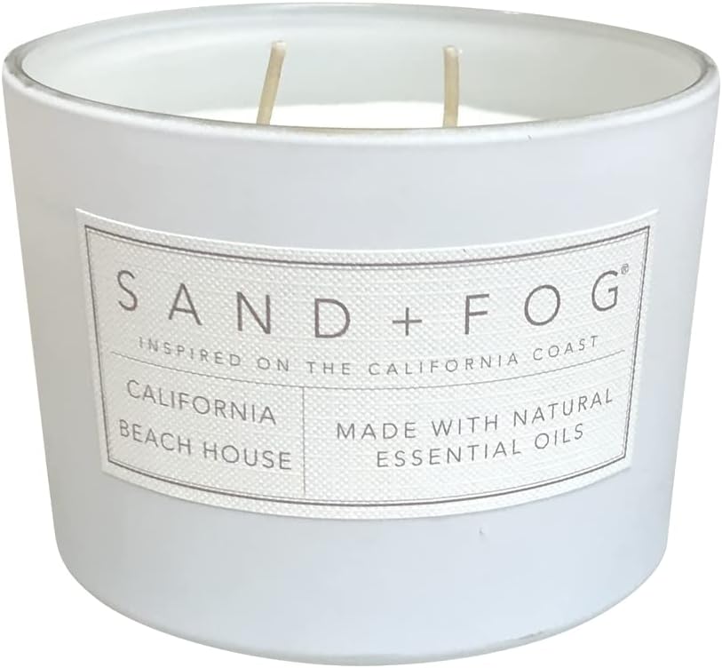 Sand + Fog Scented Candle - California Beach House – Additional Scents and Sizes – 100% Cotton Lead-Free Wick - Luxury Air Freshening Jar Candles - Perfect Home Decor – 12oz