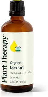 Plant Therapy Organic Lemon Essential Oil 100 mL (3.3 oz), 100% Pure, USDA Certified Organic, Undiluted, Aromatherapy for Cleaning, Skin Care, and Immune Support