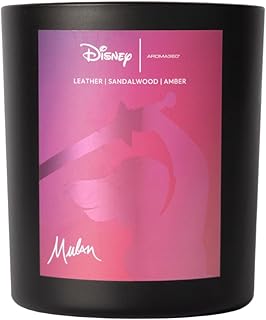 Aroma360 - Disney My Way Signature Candle – 14oz Luxury Scented Candle with Disney Character Design – Long Lasting 90-Hour Burn – Oudwood, Leather, and Sandalwood (14oz, Princess Mulan)