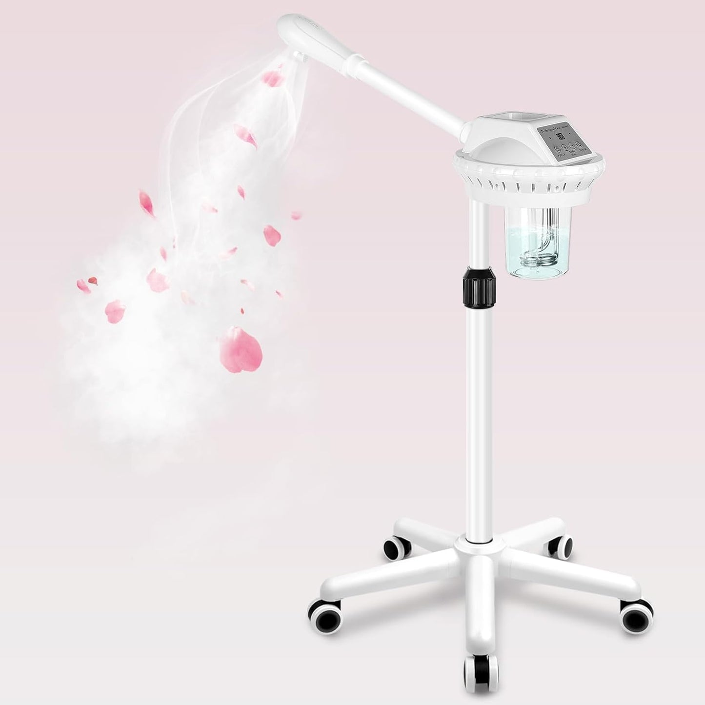 Facial Steamer Professional for Deep Cleansing and Hydration, Face Steamer for Estheticians with Adjustable Height, Spa Ozone Steamer on Wheels, Suitable for Home and Beauty Spa Salon Use