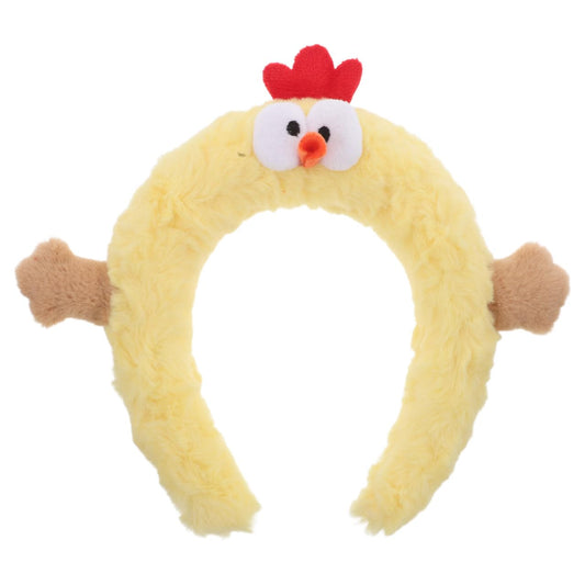Beavorty Funny Chicken Plush Headband for Makeup Skincare and Face Washing Cute Cartoon Chick Hair Accessory for Spa Days and Photo Props