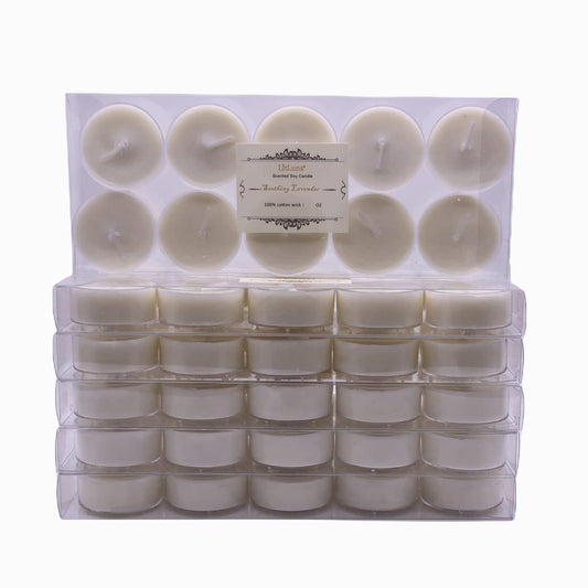 LITLUNA Soy Tealight Candles Scented w/Clear Cup- Pack 60