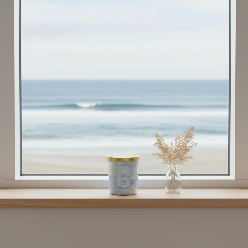Bellevue Luxury Fragranced Candle, 12 OZ, Soy Blend Wax,Essential Oils, Long-Lasting Burn, Home Fragrances, Aromatherapy Home Scented Candles Scent: Sea Air & Driftwood