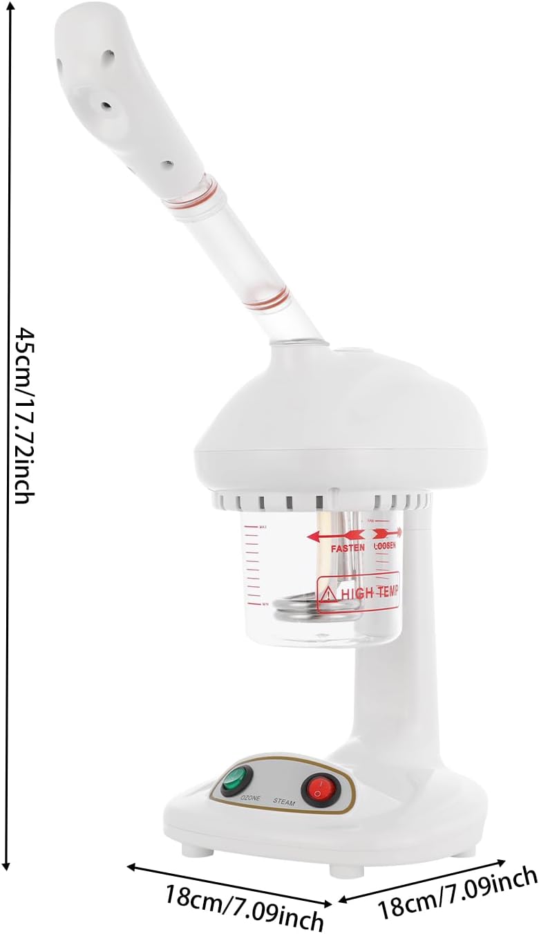 Facial Steamer, 450W Tabletop Steamer with 360° Rotatable Nozzle, White Portable Beauty Salon Mist Face Steamer, Corded Electric Mini Face Steamer for Salons, Homes, and Spas.