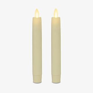 Luminara - Flameless Battery Operated Taper Candle - Ivory - Pack of 2-1x6 inch - LED Flickering Flame - Realistic Safe for Home Kids and Pets