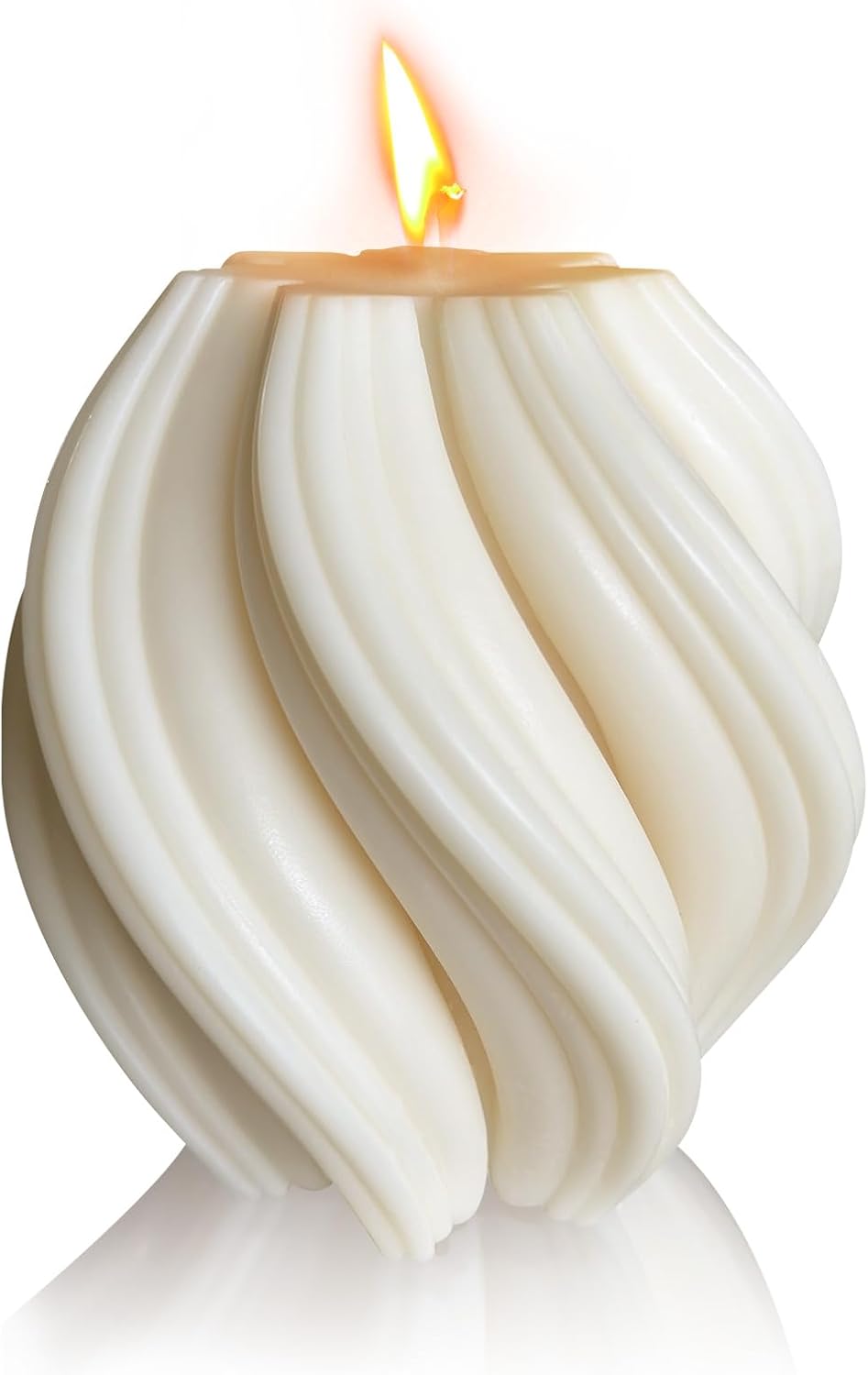 Spiral Swirl Candle Beautiful Handmade Pillar Scented Soy Wax Twirl Elegant Bubble Aesthetic Candle Housewarming Gift Home Room Shelf Decor Idea Spiral Candl (White Medium)