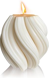 Spiral Swirl Candle Beautiful Handmade Pillar Scented Soy Wax Twirl Elegant Bubble Aesthetic Candle Housewarming Gift Home Room Shelf Decor Idea Spiral Candl (White Medium)