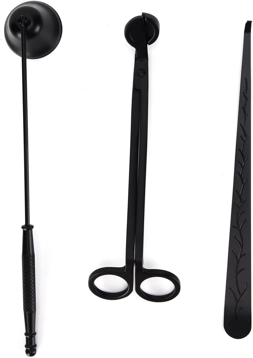 CHICIRIS 3PCS Candle Accessory Set Stainless Steel Wick Trimmer Snuffer Dipper for Candle Lovers (Black)