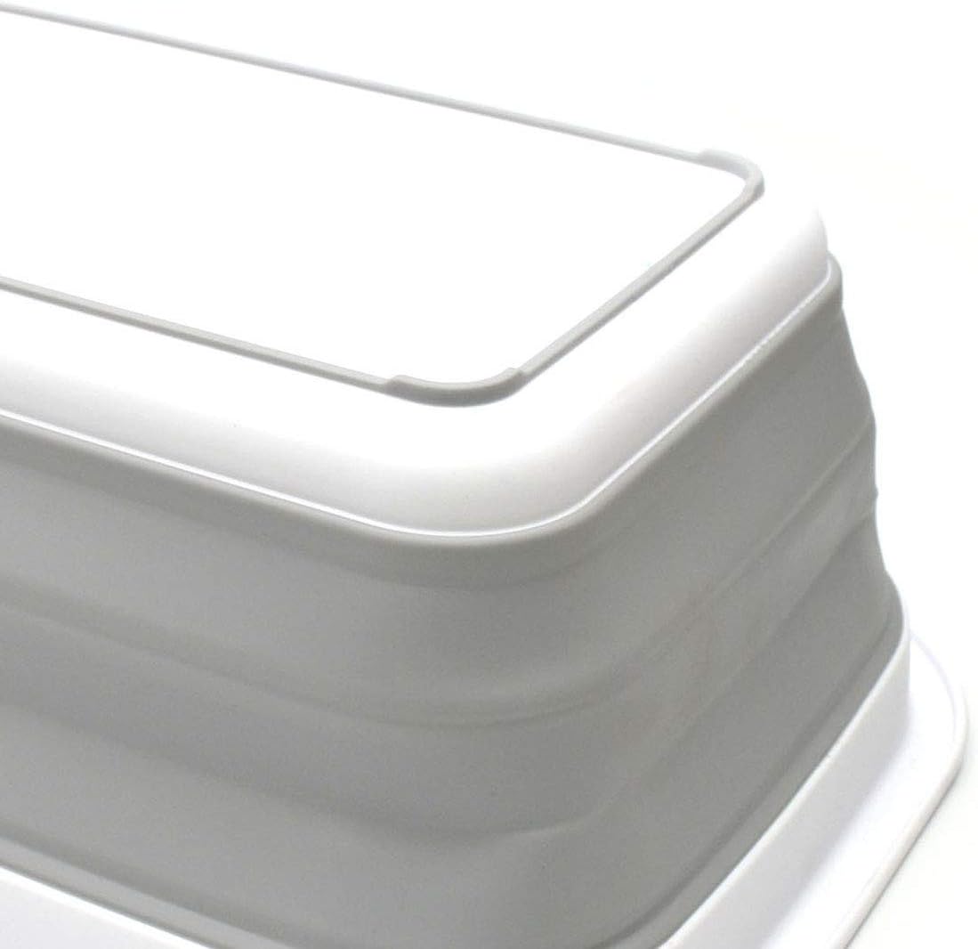 SAMMART 9.2L (2.37Gallon) Collapsible Wash Basin - Foldable Outdoor Picnic Basket - Portable Plastic Tub - Space Saving Storage Container with size : 15.3 x 11.2 x 5.5 / 1.5" (M, Gray)