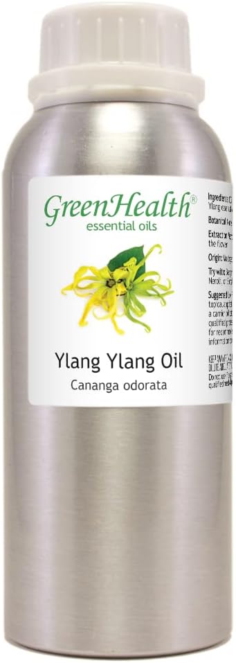 Ylang Ylang Essential Oil – 8 fl oz (237 ml) Aluminum Bottle w/Plug Cap – 100% Pure Essential Oil – GreenHealth