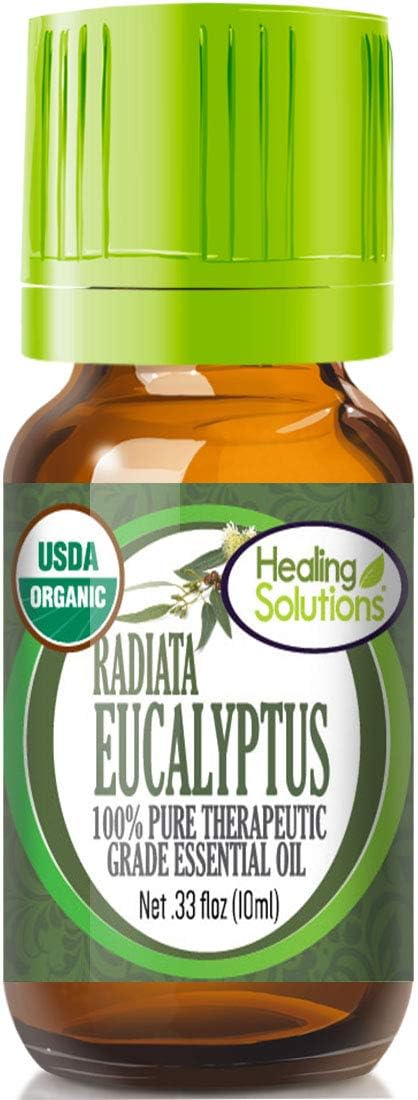 Healing Solutions Eucalyptus Radiata Essential Oil, Organic & Pure, Undiluted, 0.33 oz (10ml), Therapeutic Grade